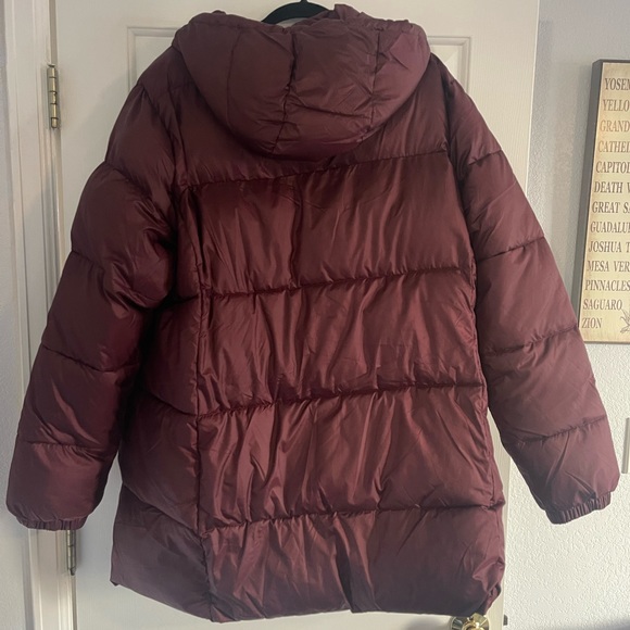 COLUMBIA | Burgundy Long Puffer Jacket with Hood XXL - Picture 2 of 5